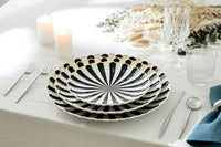 Black and White 12.5" Scallop Fine Porcelain Charger Plate