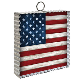 Wooden American Flag Metal Mini Moment