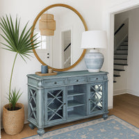 Azure Wood Three Drawer Two Door Console