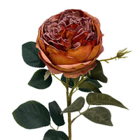 FauxDried English Rose 24" - Burnt Orange