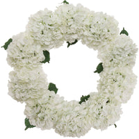 Cloud White Hydrangea Wreath: 24" Wide With Grapevine Ring