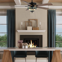 52"W Monroe 5-Blade Remote-Controlled Ceiling Fan: Amber/Aqua/Blue