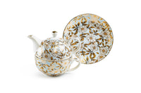 Blue & Gold Daisy Fine Porcelain Tea For One Set w/ Gift Box