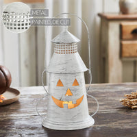 Distressed White Pumpkin Lantern Candle Holder 12x8x6