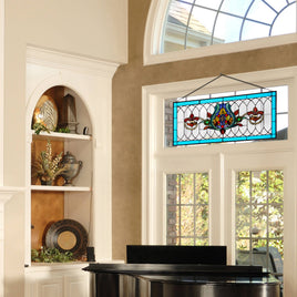 30"L Victorian Stained Glass Pub Window Panel