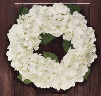 White Hydrangea Wreath, 12 Hydrangea Heads, 18" Faux