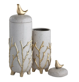 Branch and Bird Urn with Lid
