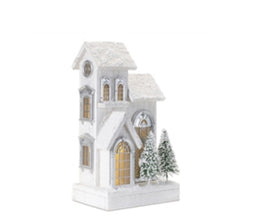 LED House 8.5"L x 14.5"H Wood