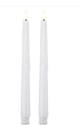 Set of 2 11.5 Inch White or Ivory LED Drip Taper Candles