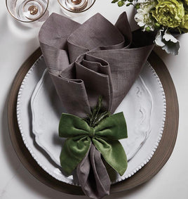 Velvet Bow Napkin Ties - Forest - Set of 4