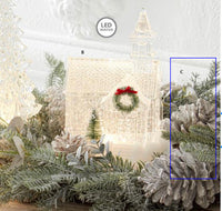 9 Inch Clear Acrylic Water Spinning LED Church w/Bottle Brush Tree