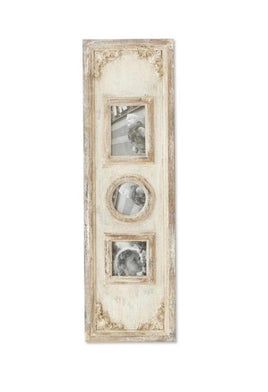 39.5 Inch Antiqued Whitewashed Triple Photo Frame