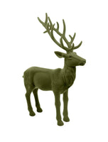Flocked Reindeer - Forest Green 18"