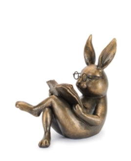 Rabbit Reading 5.25”H Resin