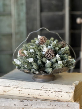 7” Snowy Mini Pine Half Sphere