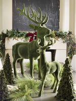 Flocked Reindeer - Forest Green 18"