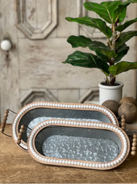 Beaded Oblong Galvanized Tray