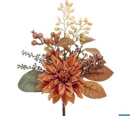 Fall Dahlia with Berries and Leaves