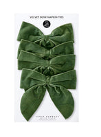 Velvet Bow Napkin Ties - Forest - Set of 4