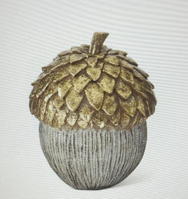 5.25 Inch Gold and Glittered Brown Whitewashed Acorn