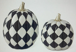 Black and White Check Resin Pumpkin
