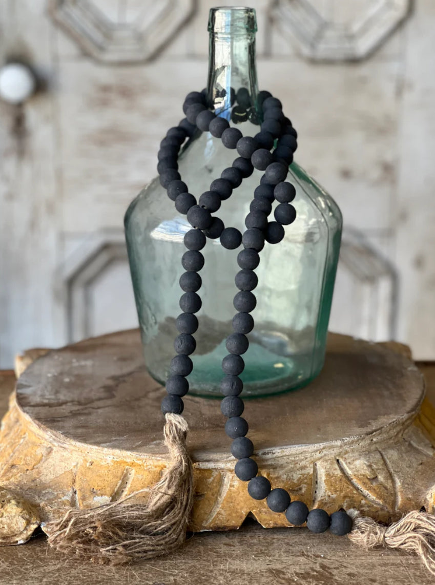 Tassel Tied Wood Bead Garland| Fourth and Main on Laurel