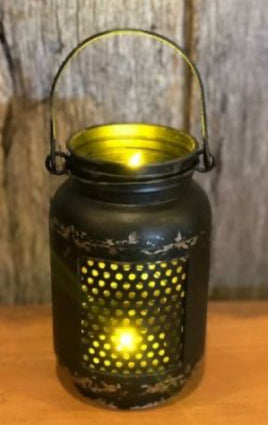 Black Distressed Mason Jar Light