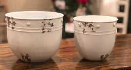 White Distressed Metal Bowl