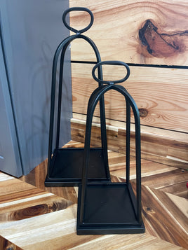 Black Metal Open Lantern Set