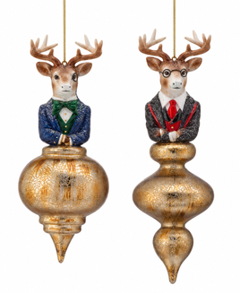 Gentleman Deer Glass Ornament