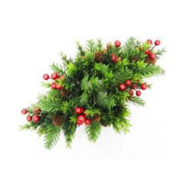 15" MIX GREENS W/ BERRIES PINE CONES CENTERPIECE
