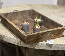 Rustic Wood And Iron Tray