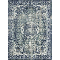 Angela Classic Traditional Blue Polyester Indoor Area Rug: 5' x 7'