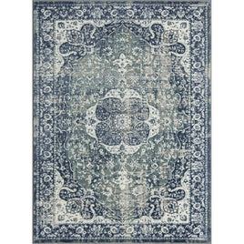Angela Classic Traditional Blue Polyester Indoor Area Rug: 5' x 7'