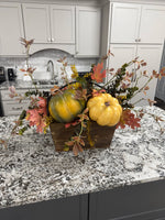Wood Basket with Metal Handle