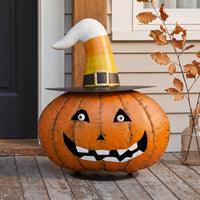 Metal Crazy Candy Corn Hat Halloween Pumpkin – 17.75”