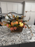 Wood Basket with Metal Handle