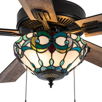 52"W Monroe 5-Blade Remote-Controlled Ceiling Fan: Amber/Aqua/Blue