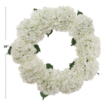 Cloud White Hydrangea Wreath: 24" Wide With Grapevine Ring
