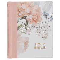 KJV Note-taking Bible Faux Leather HC, Pink Floral Printed