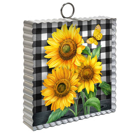 Checkered Sunflowers Metal Mini Moment
