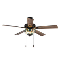52"W Monroe 5-Blade Remote-Controlled Ceiling Fan: Amber/Aqua/Blue