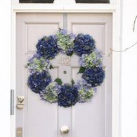 24" Mixed Blue Hydrangea Wreath - Lifelike Floral Decor