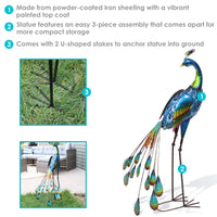 Peacock Outdoor Metal Garden Statue - 34.5 in