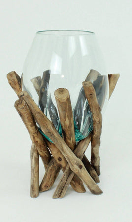 Glass Vase on Driftwood Stand