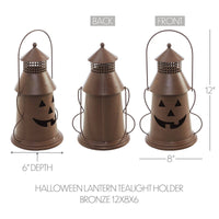 Bronze Metal Jack O Lantern Candle Holder 12x8