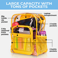 Clear Backpack For School XL | Top YKK® Zip | Yellow Rhino: Yellow Rhino