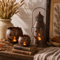 Bronze Metal Jack O Lantern Candle Holder 12x8