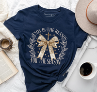 Jesus Is the Reason Christmas T‑Shirt, for Faithful Women: Navy