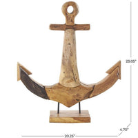 Hand Carved Teak Anchor Table Top Decor - 23"